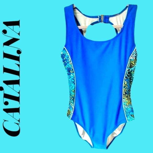 NWOT CATALINA Women's Water Color Pattern One Piece Swim Suit - Picture 1 of 7